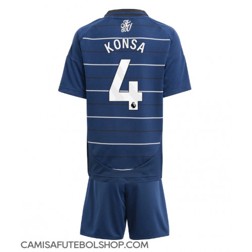 Camisa de time de futebol Aston Villa Ezri Konsa #4 Replicas 3º Equipamento Infantil 2024-25 Manga Curta (+ Calças curtas)